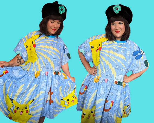 Robe t-shirt Pokémon faite main et recyclée, taille 2XL