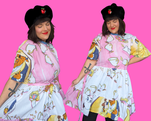 Robe-t-shirt drapée et recyclée de Walt Disney La Belle et la Bête, taille S à XL