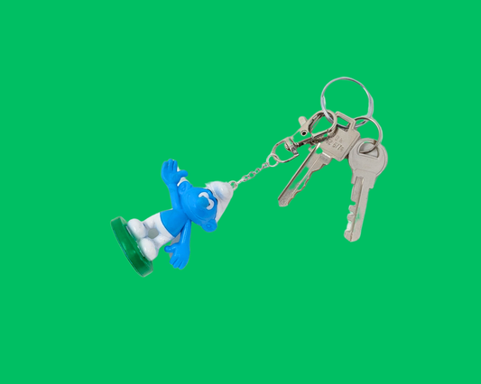 Porte-clés jouet Les Schtroumpfs fait main et recyclé