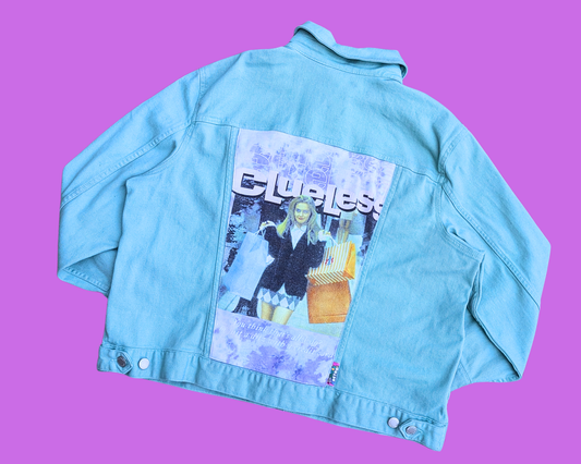 Veste en jean Clueless faite main et recyclée, taille XL