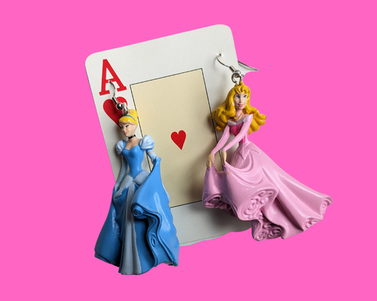 Handmade, Upcycled Disney's Cinderella and Aurora Earrings