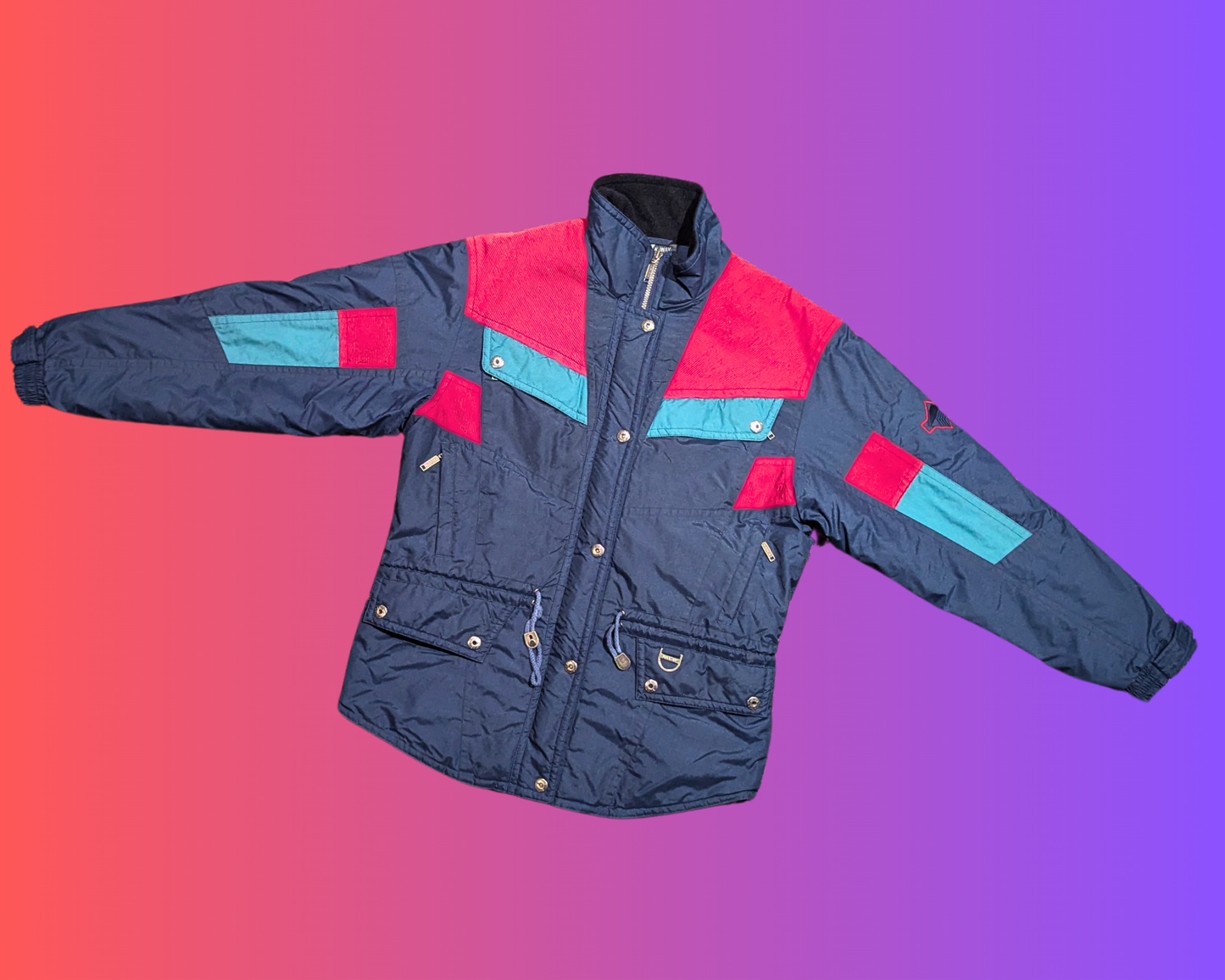 Vintage 1990's Black, Green and Red K-Way Light Winter Jacket Size M