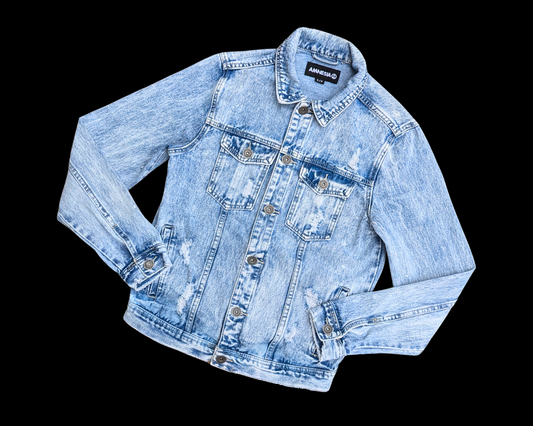 Handmade, Upcycled Amy Winehouse Denim Jacket Size S