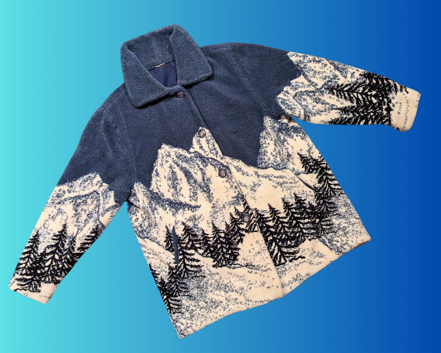 Vintage 1990's Forest, Hills and Snow Printed Soft Jacket Size L