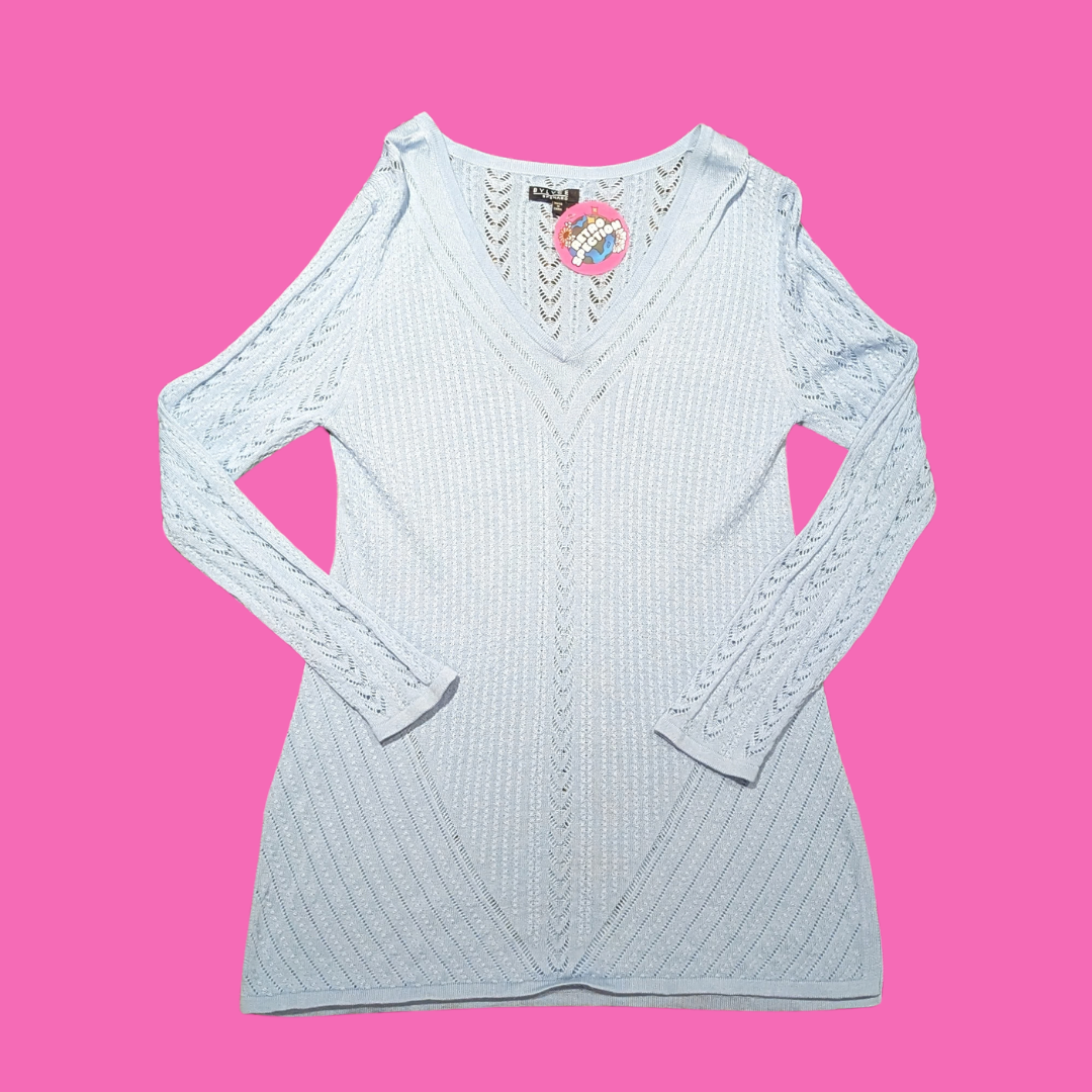 Bylyse Spenard Light Blue Crochet Top Size S