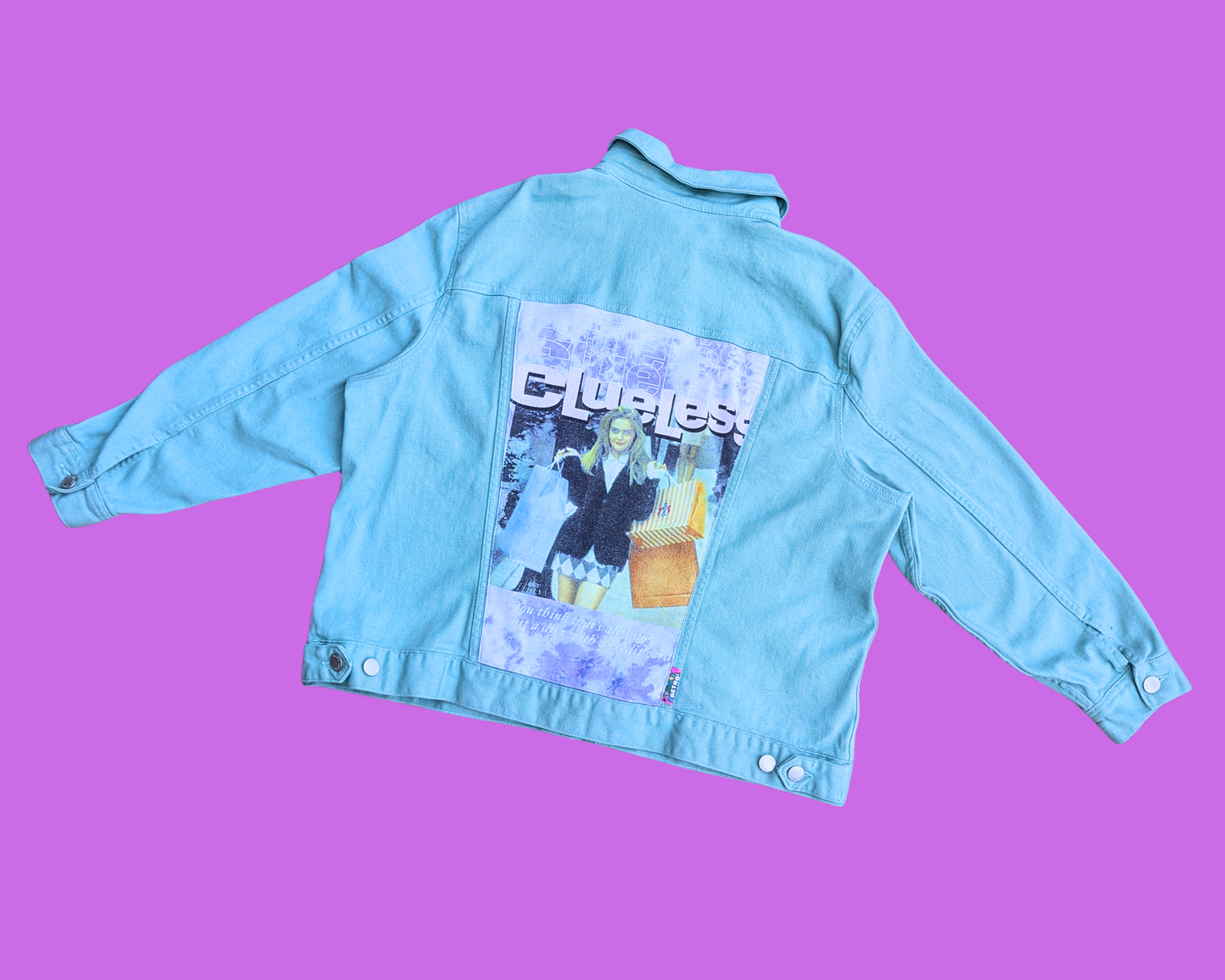 Veste en jean Clueless faite main et recyclée, taille XL