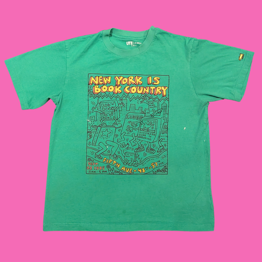 T-shirt vert Uniqlo « New York Is Book Country » taille M