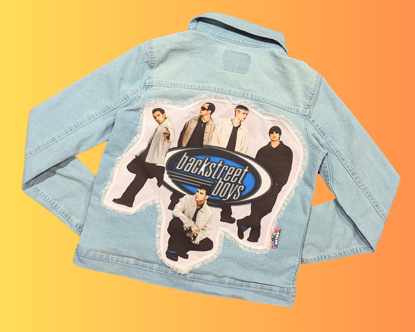 Handmade, Upcycled Backstreet Boys Denim Jacket Size 14-16 Years Old, Size S