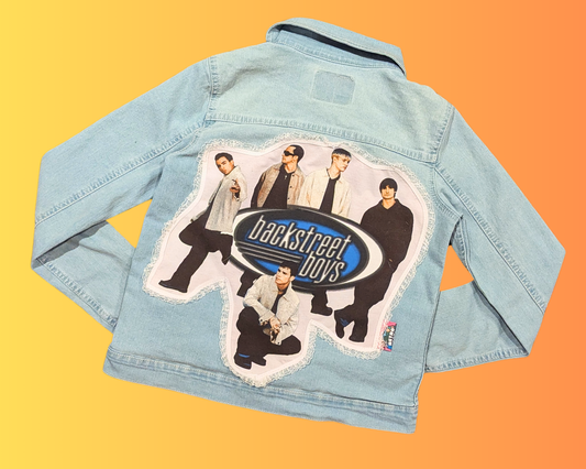 Handmade, Upcycled Backstreet Boys Denim Jacket Size 14-16 Years Old, Size S