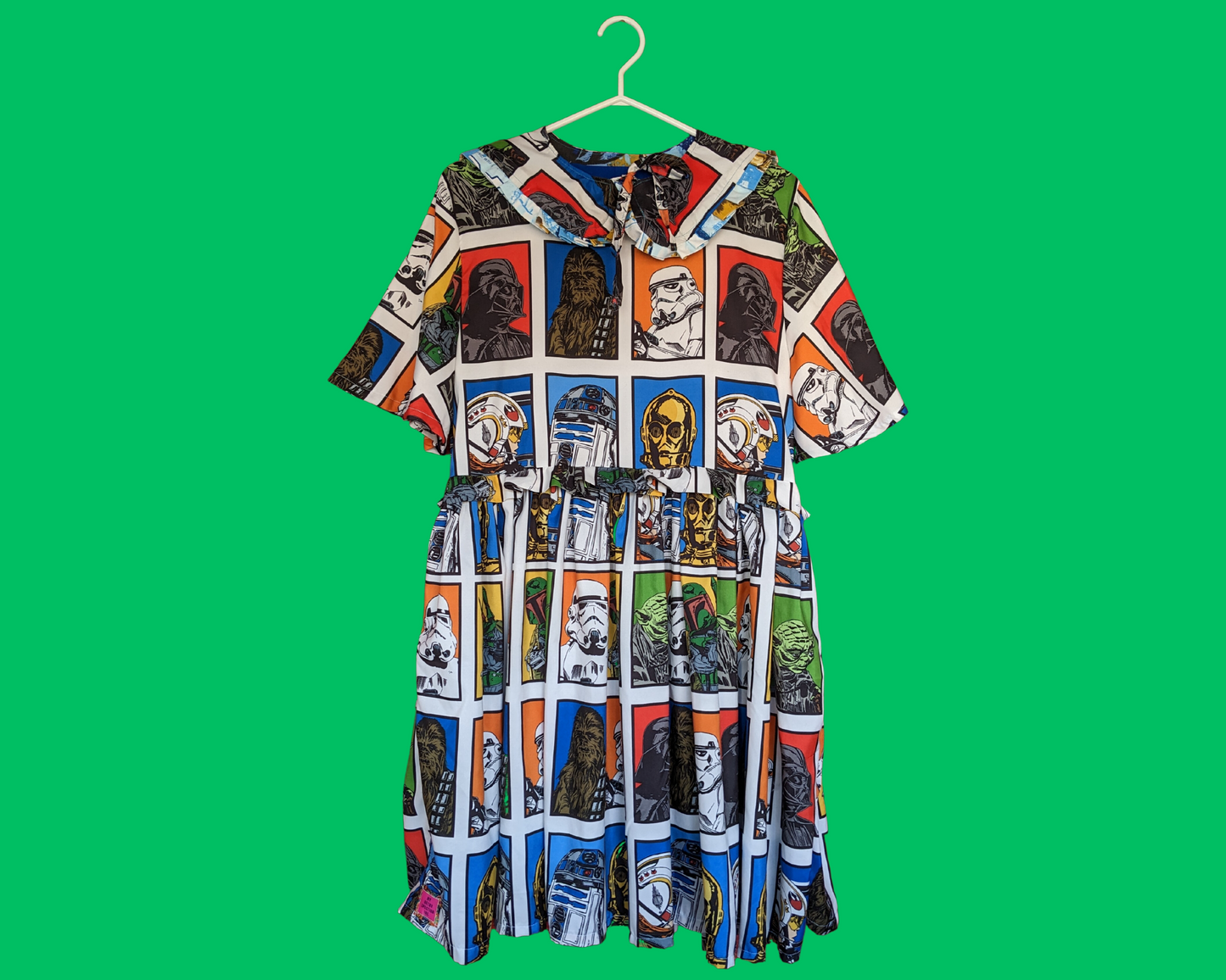 Handmade, Upcycled Star Wars The Phantom Menace Dress with Matching Detachable Collar Size M