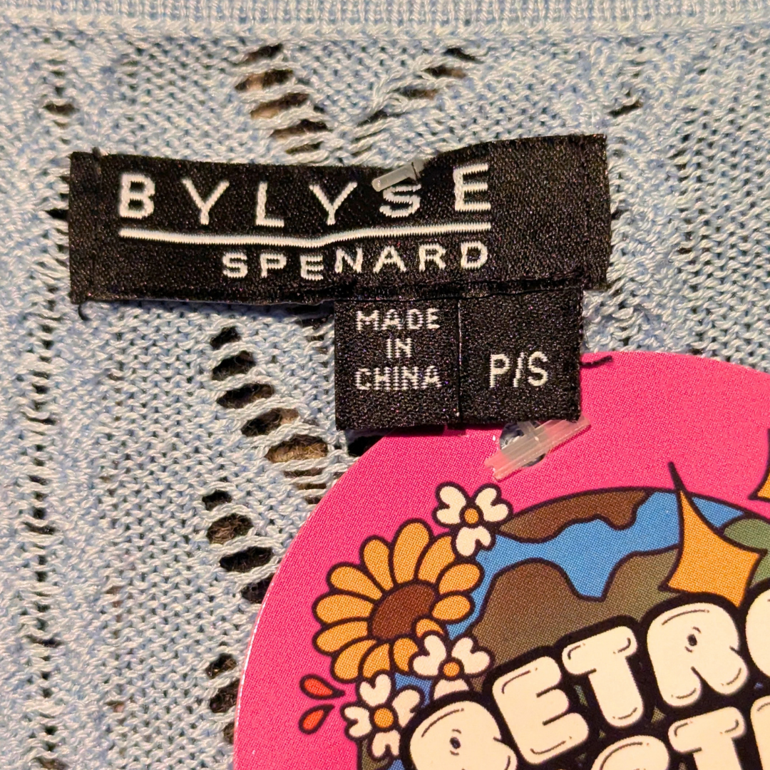 Bylyse Spenard Light Blue Crochet Top Size S