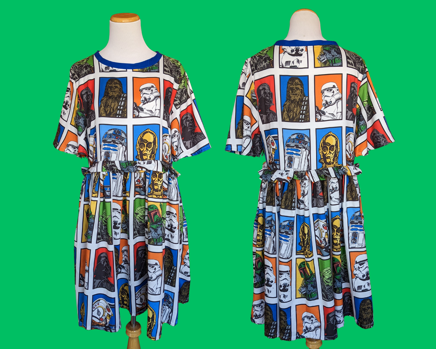 Handmade, Upcycled Star Wars The Phantom Menace Dress with Matching Detachable Collar Size M