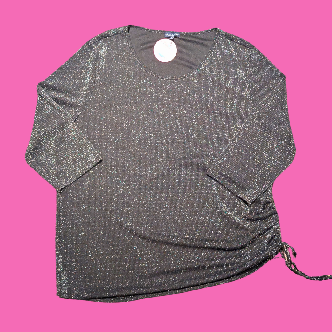 Olivia Blu Black, Sparkling Top Size XL