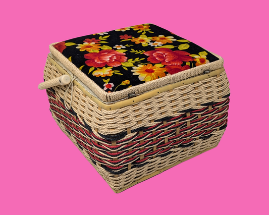 Panier à couture vintage des années 1980