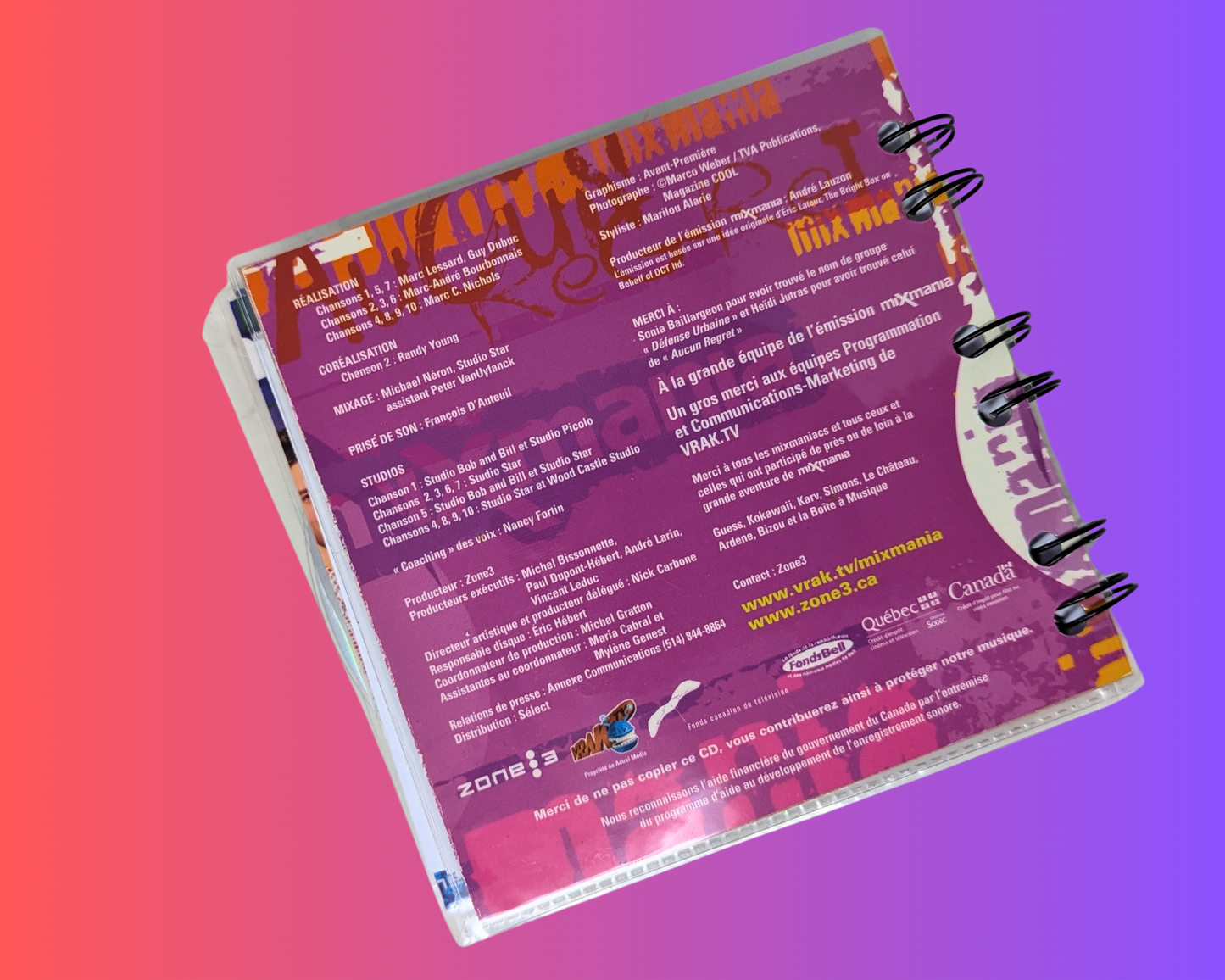 Mixmania, Aucun Regret CD Carnet