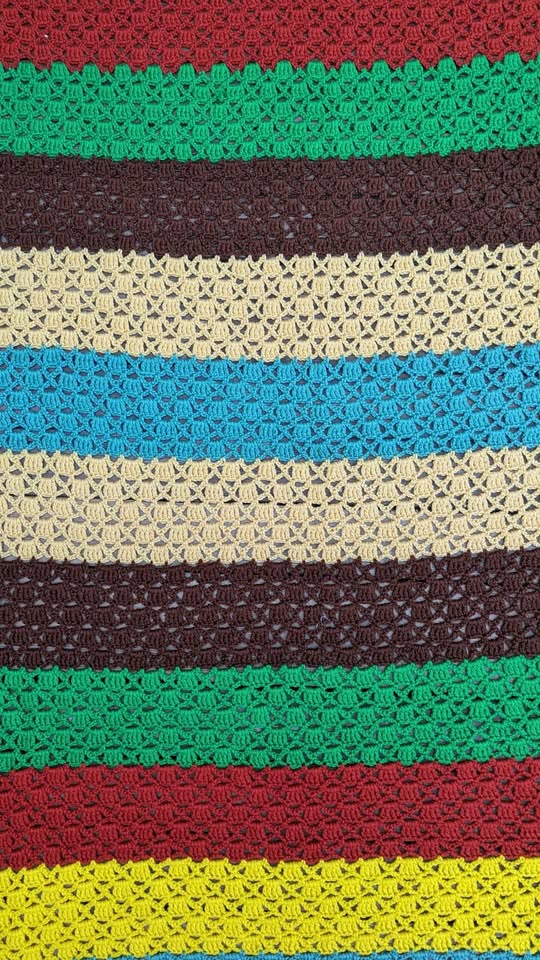 Vintage 1980's Colorful Crochet Blanket