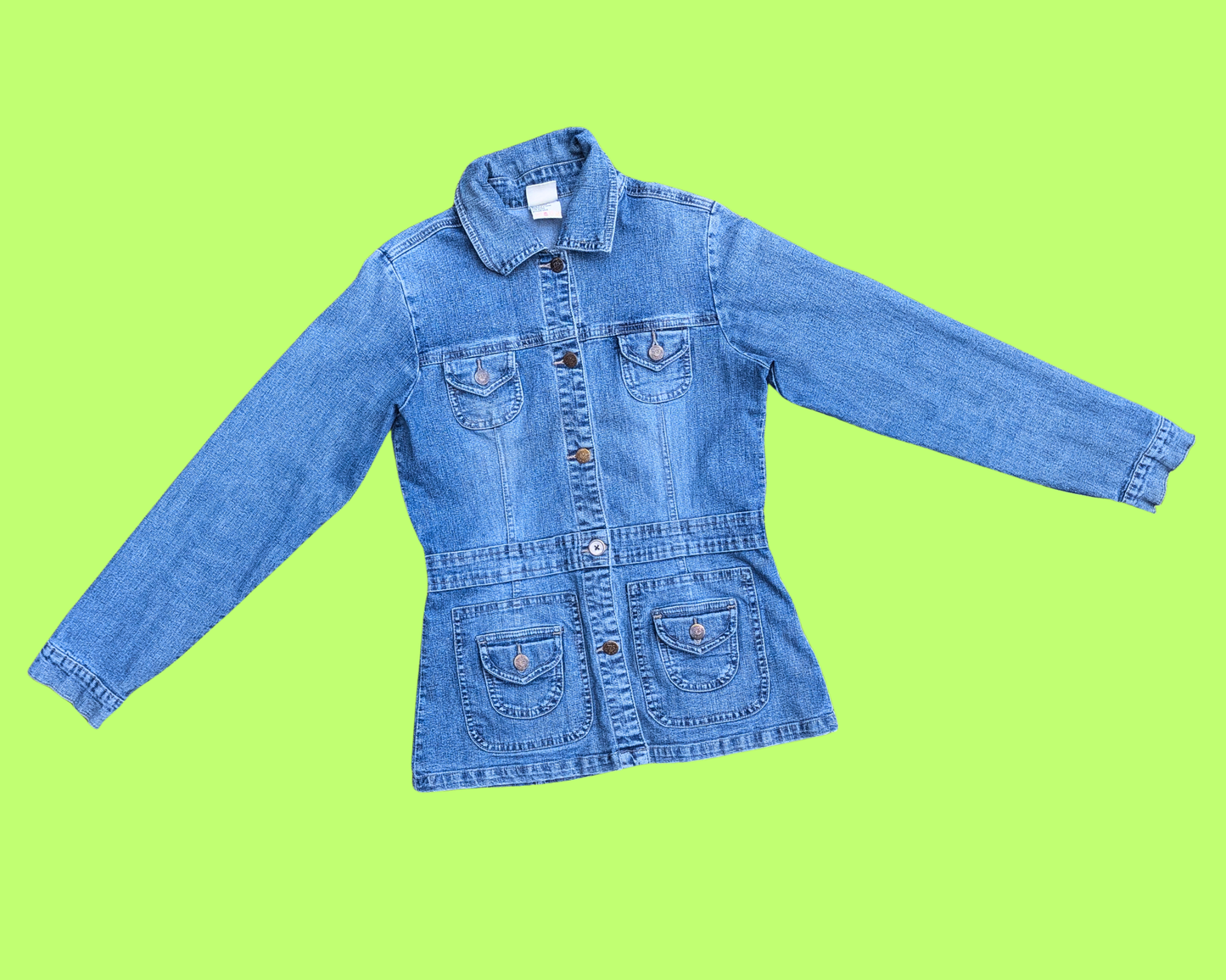 Veste en jean Teletubbies faite à la main et recyclée, taille S