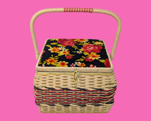 Panier à couture vintage des années 1980