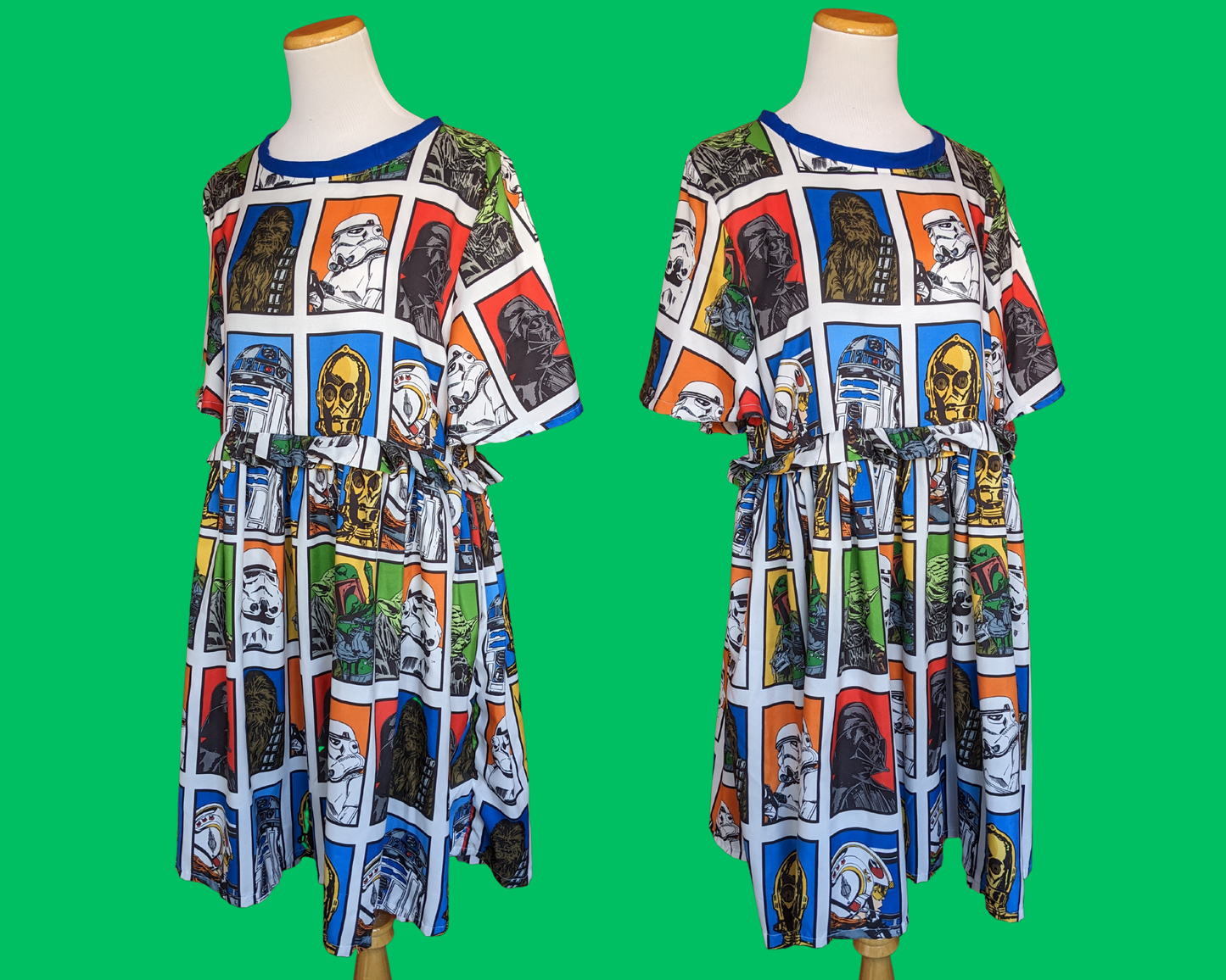 Handmade, Upcycled Star Wars The Phantom Menace Dress with Matching Detachable Collar Size M