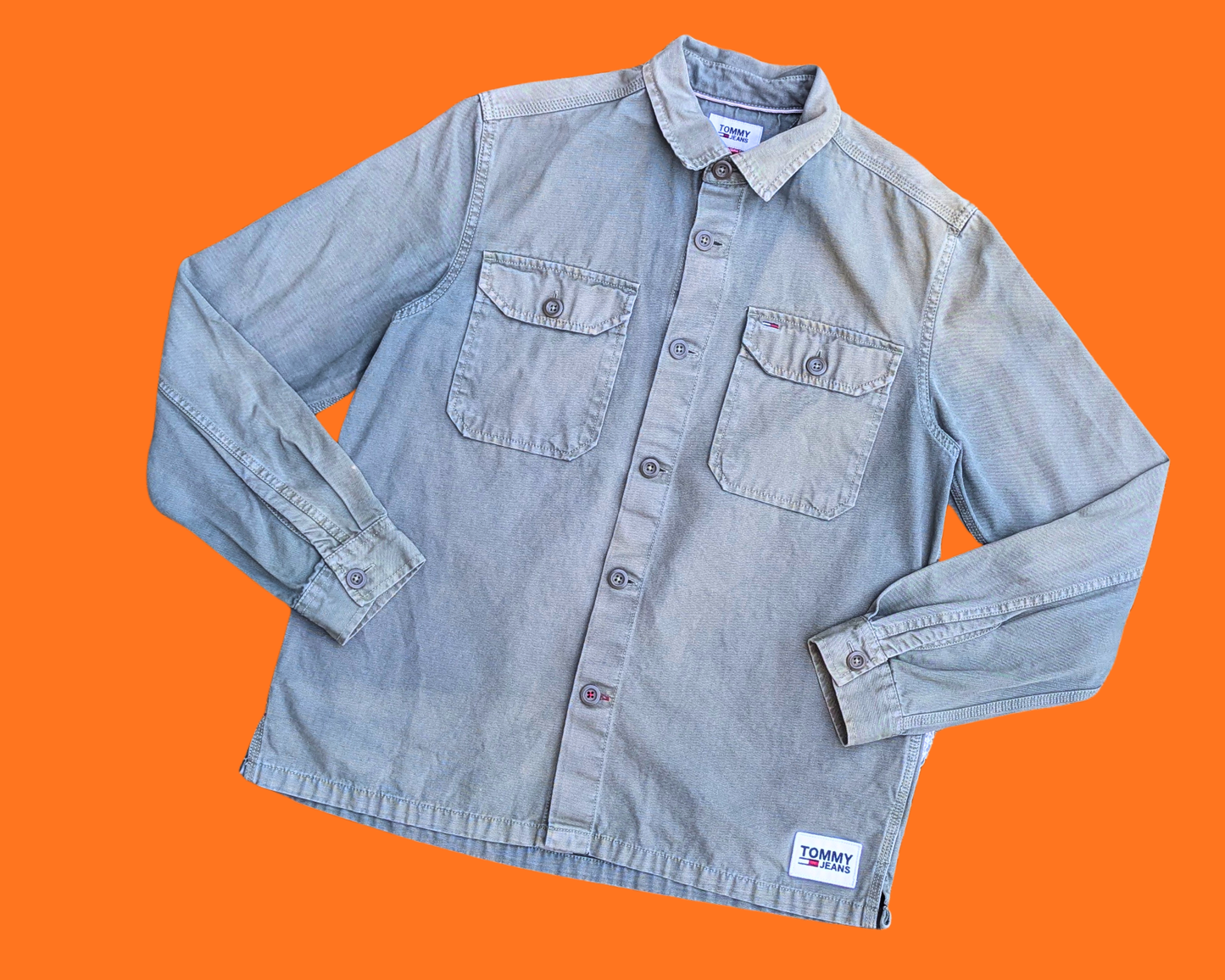 Veste en jean verte Tommy Jeans faite à la main et recyclée, taille M