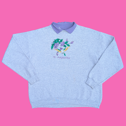 Vintage 1990's St. Augustine Embroidered Gray Crewneck Size L