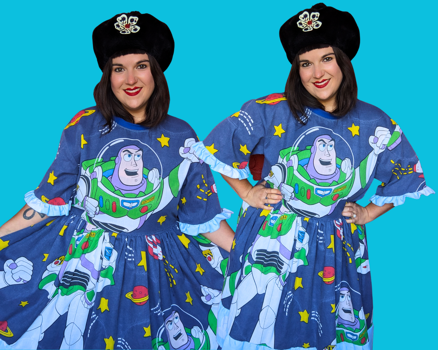 Handmade, Upcycled Vintage 1990's Walt Disney's, Pixar Toy Story, Buzz Lightyear Bedsheet T-Shirt Dress Fits S-M-L-XL