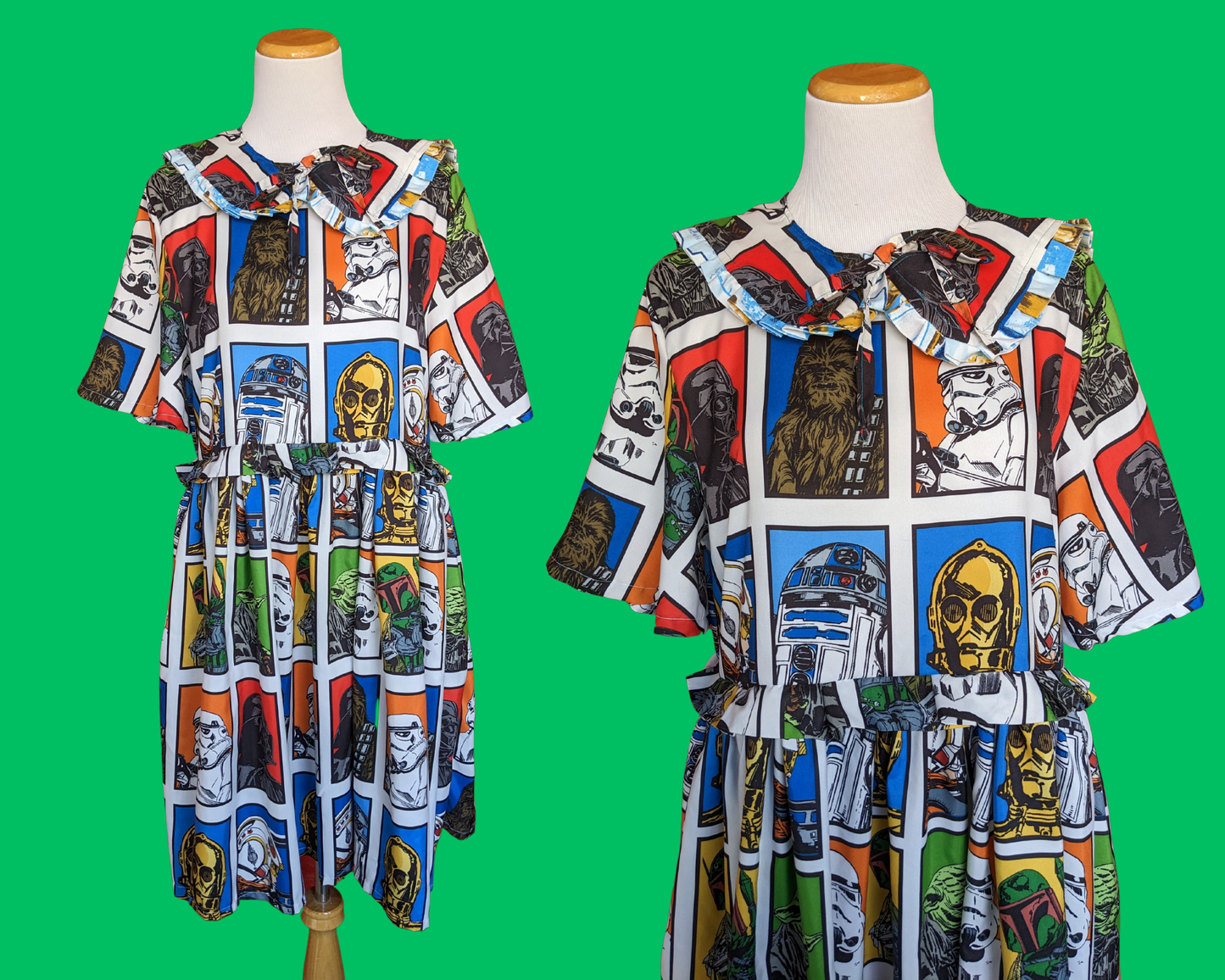 Handmade, Upcycled Star Wars The Phantom Menace Dress with Matching Detachable Collar Size M