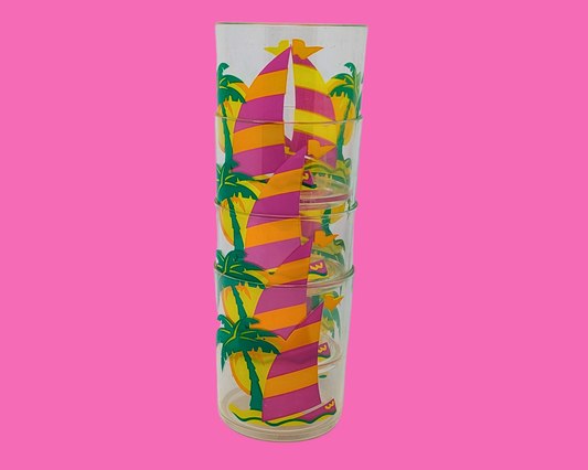Vintage 1980's Set of Kitsch Plastic Cocktail Glasses, Sold Together