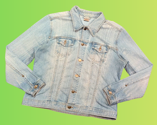 Veste en jean Led Zeppelin faite main et recyclée, taille L-XL