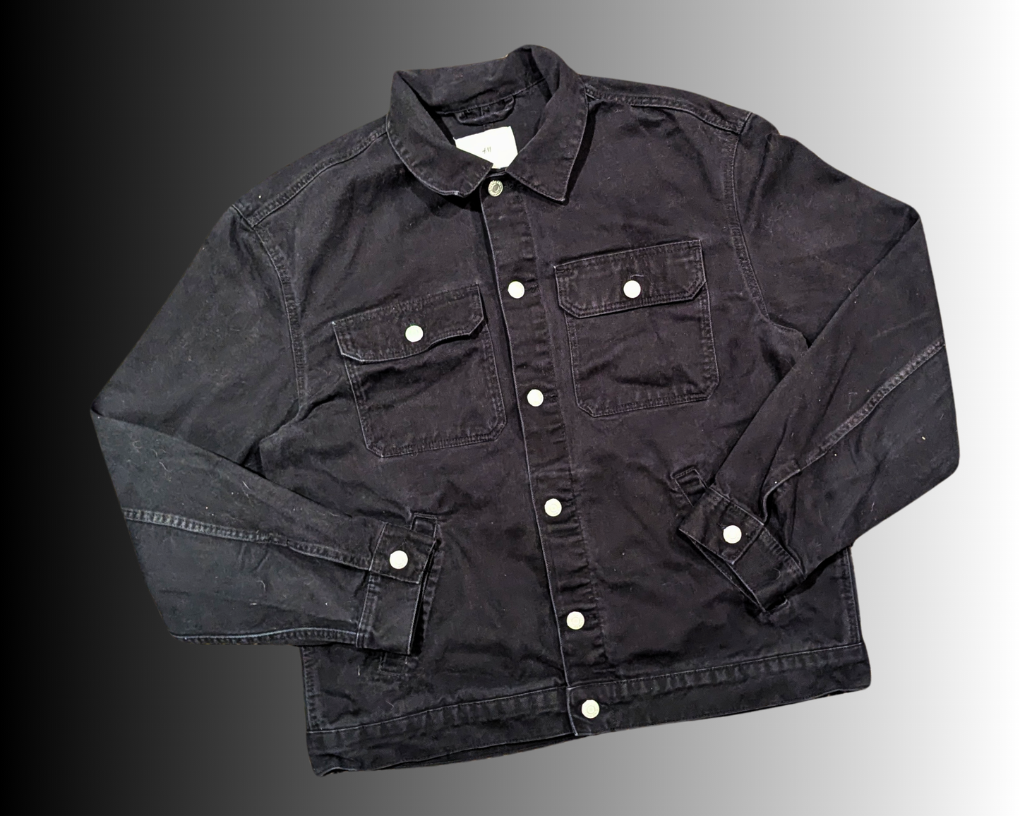 Handmade, Upcycled Black, Grumpy Cat Denim Jacket Size L