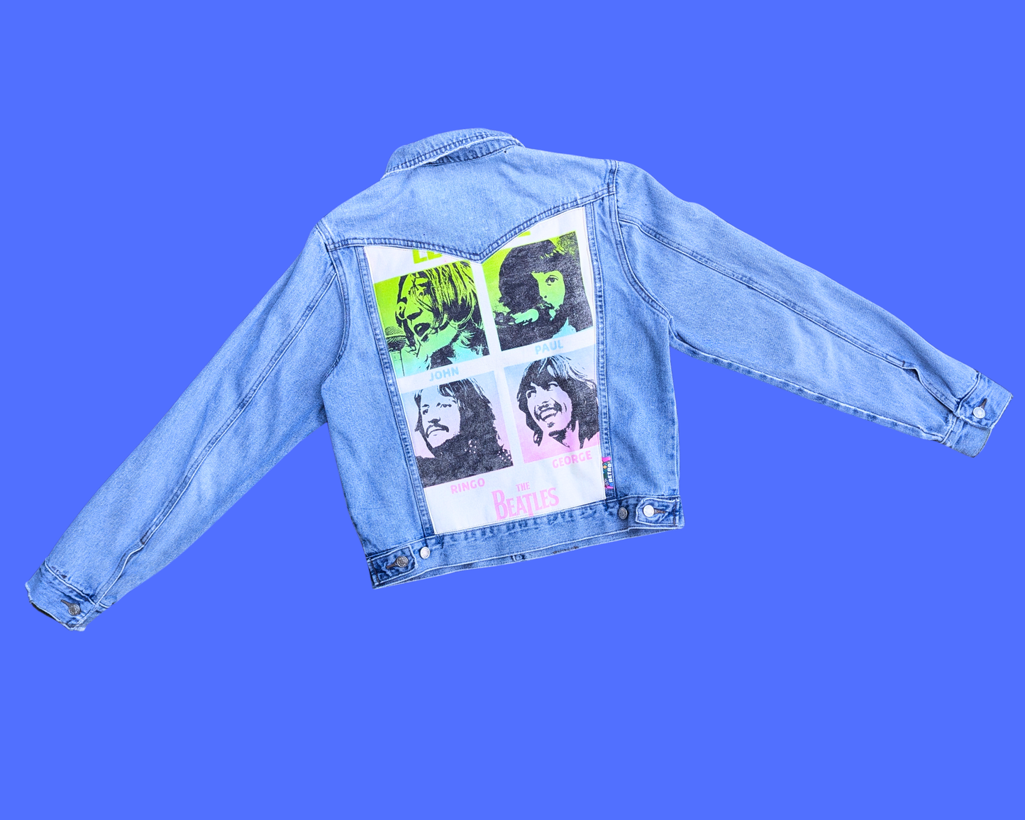 Veste en jean Let It Be, The Beatles, fabriquée à la main et recyclée, taille S