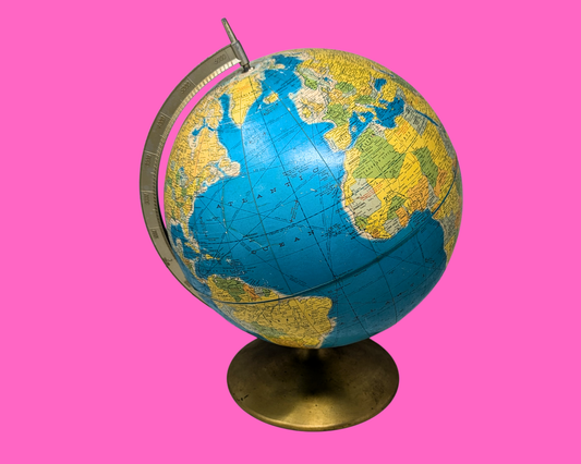 Globe terrestre vintage des années 1970 fabriqué aux États-Unis