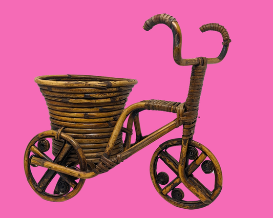 Porte-plantes en osier pour vélo vintage des années 1990