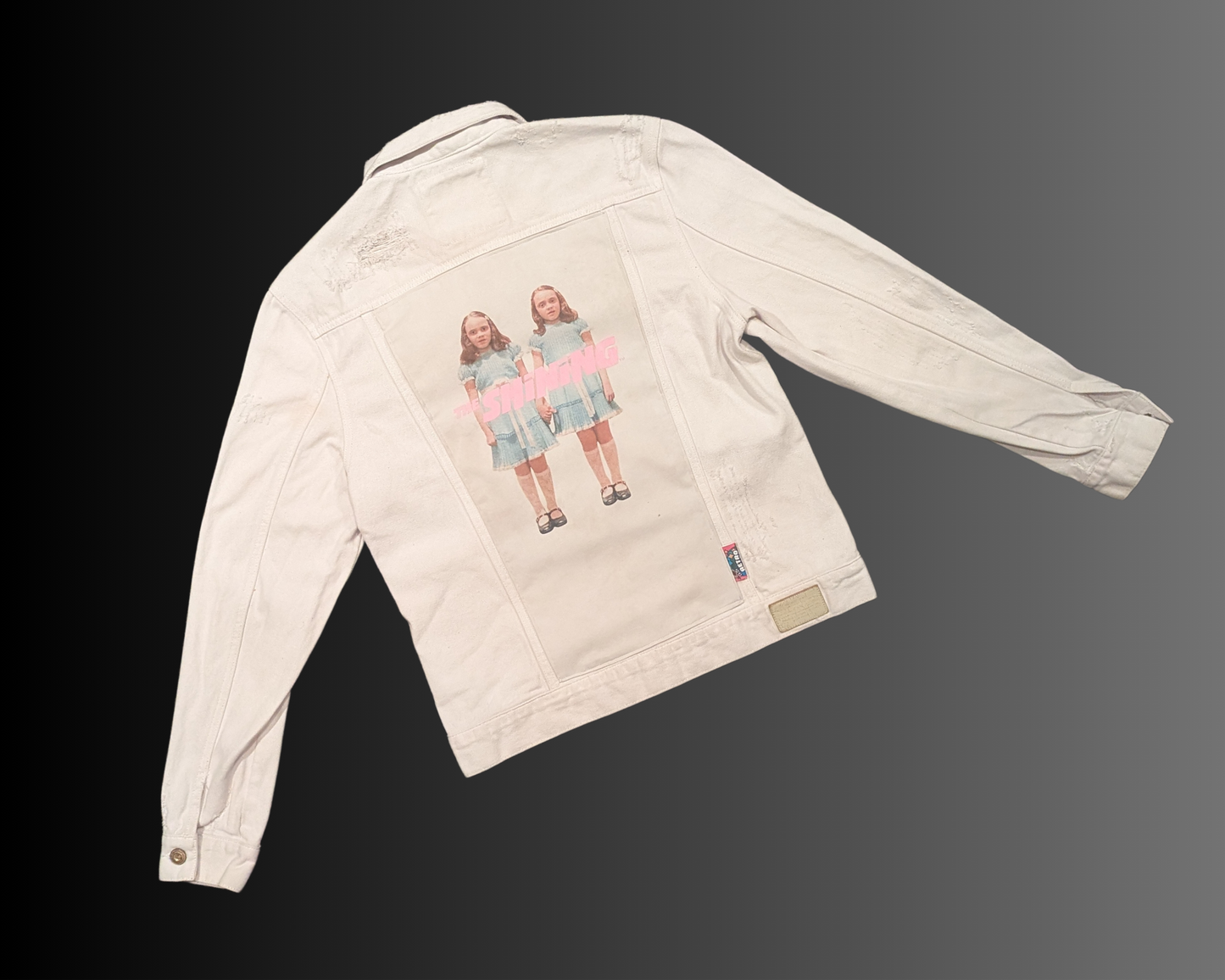 Handmade, Upcycled The Shinning White Denim Jacket Size L