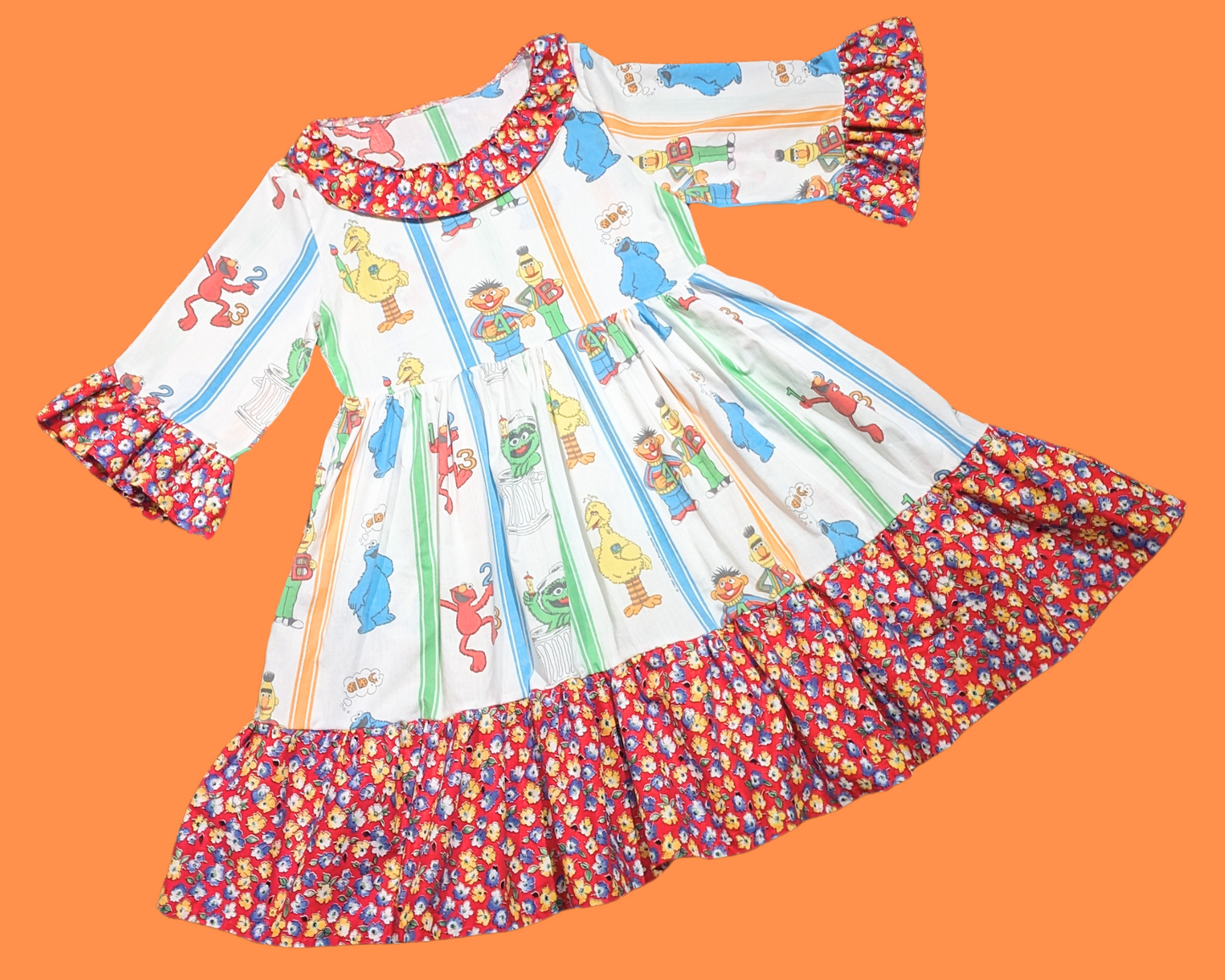 Handmade, Upcycled Sesame Street Bedsheet Dress Size L-XL