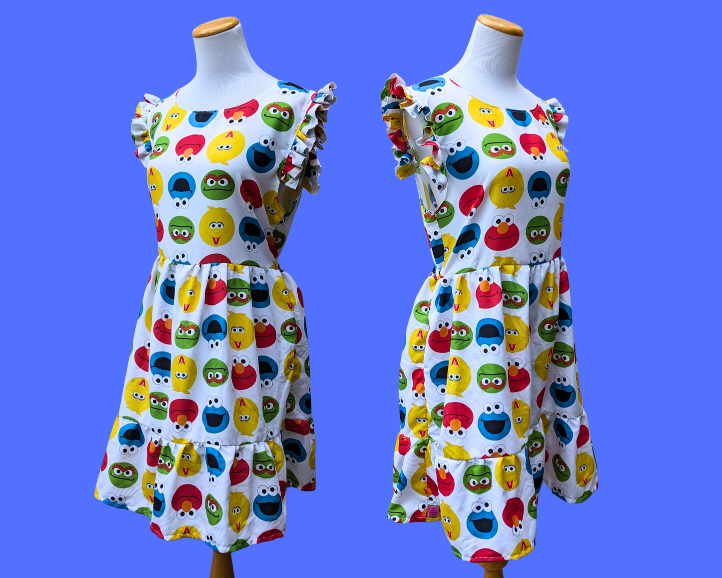 Handmade, Upcycled Sesame Street Bedsheet Dress Size M