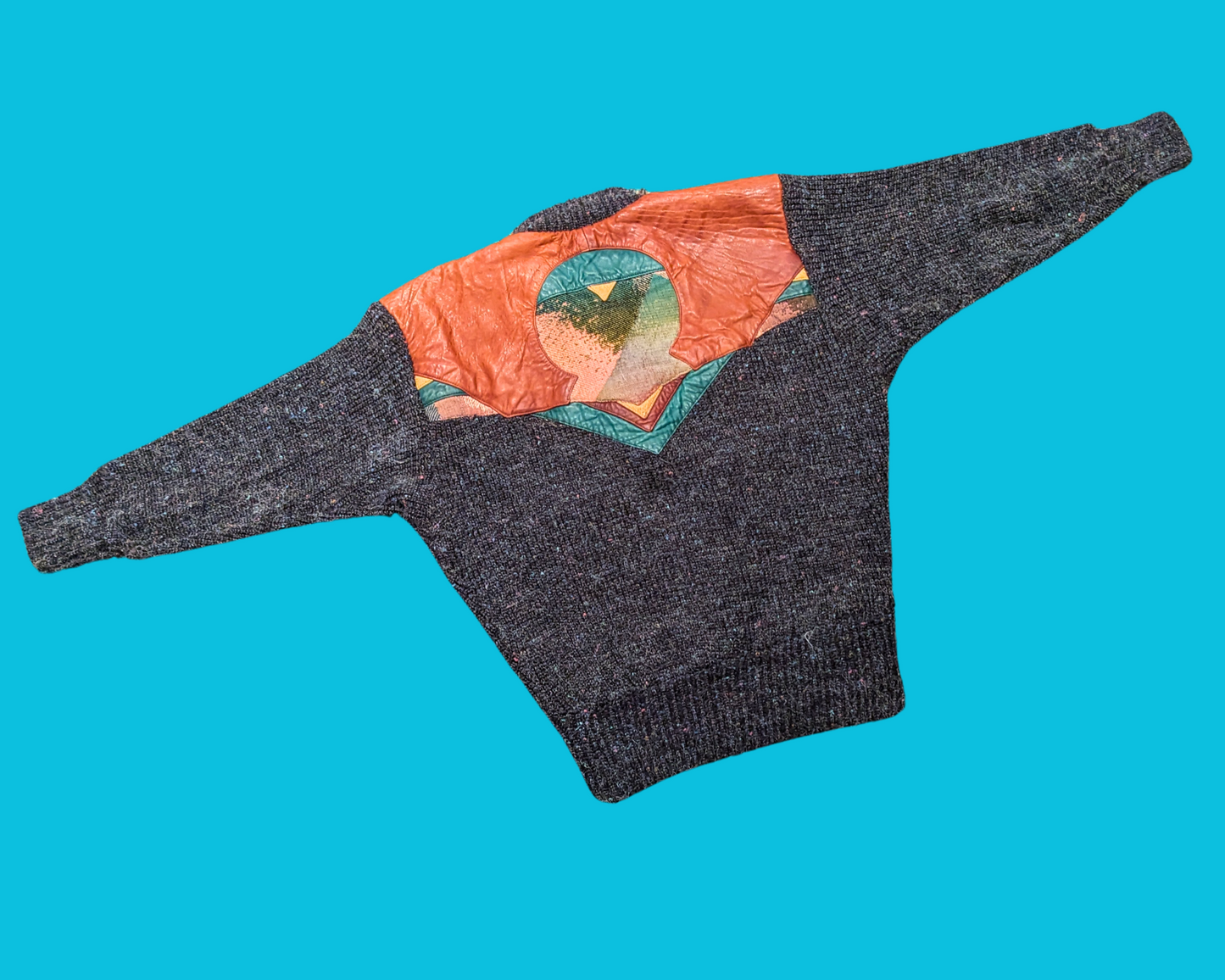 Vintage 1980's Genuine Leather and Wool Sweater Size M
