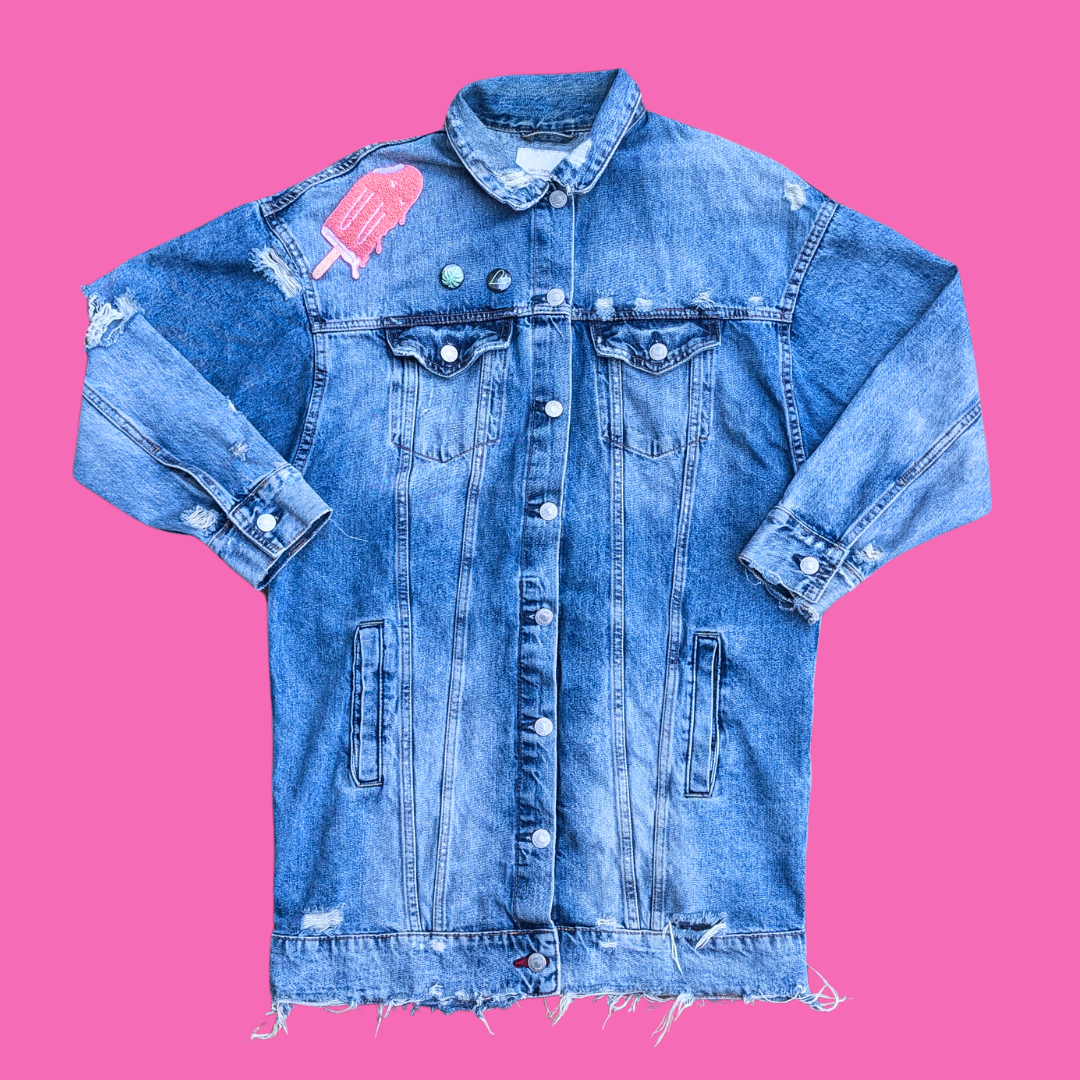 Walt Disney's Mickey and Minnie T-Shirt Denim Jacket Size M