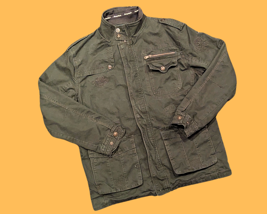 Y2K Dark Green Jeep Rich Light Denim Jacket 4XL