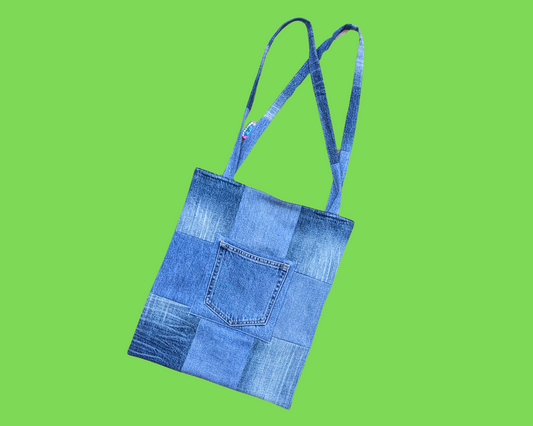 Handmade, Upcycled Ecko Unlimited Jeans Patchwork Tote Bag
