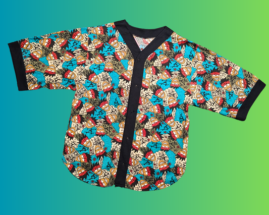 Chemise boutonnée à manches courtes et imprimé bandanas rouges, style vintage des années 1990, taille M