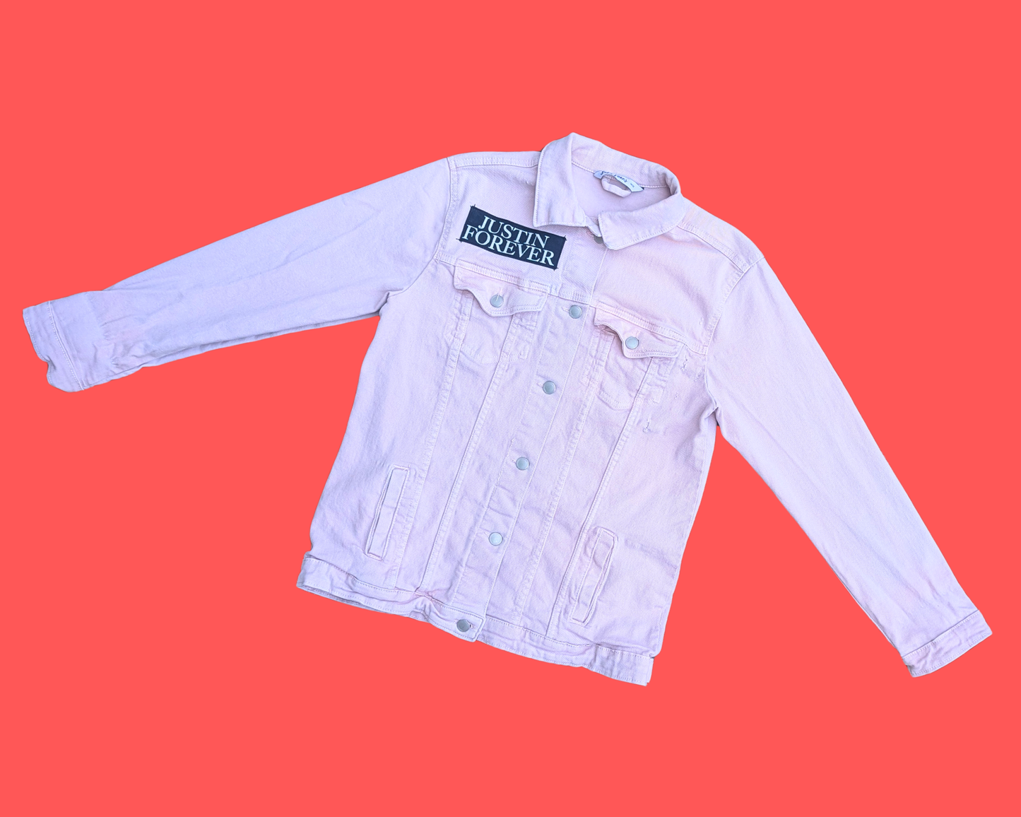 Handmade, Upcycled Justin Bieber, Purpose Tour Pink Denim Jacket Size M