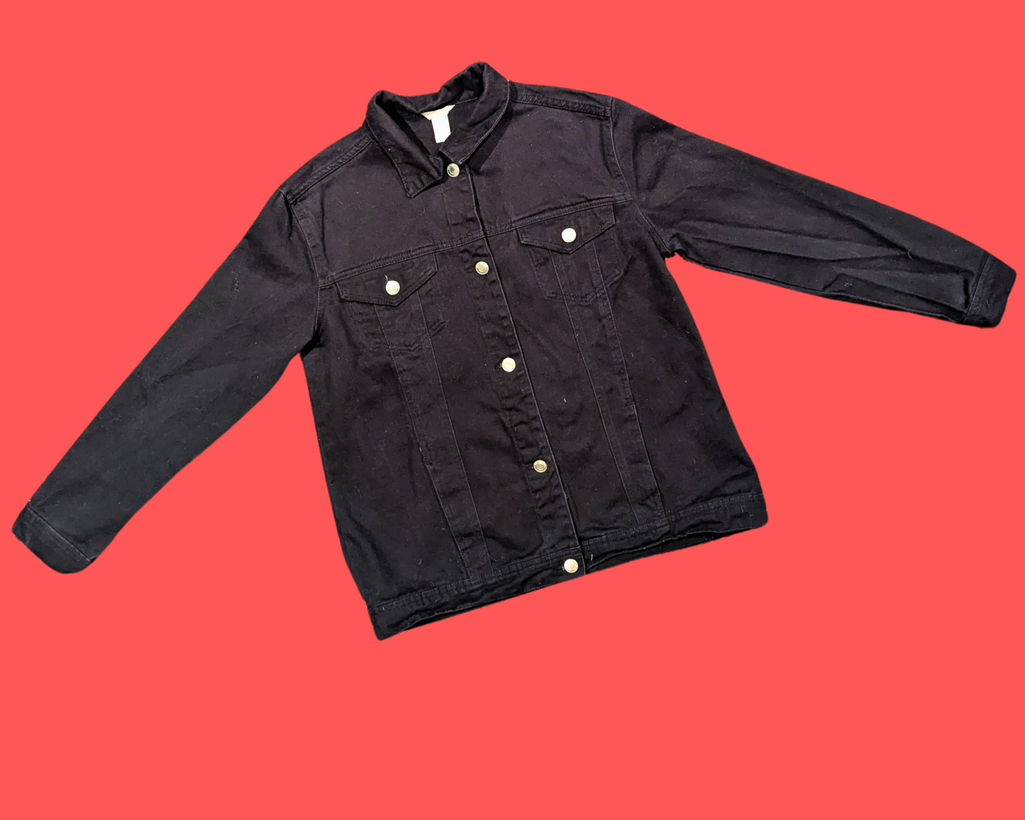 Handmade, Upcycled South Park T-Shirt Black Denim Jacket Size M