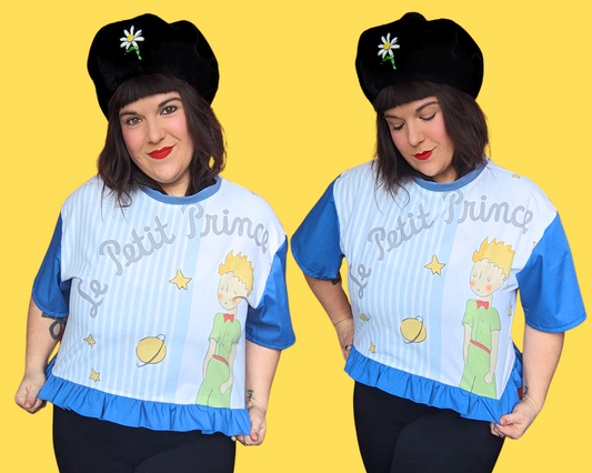 Handmade, Upcycled Le Petit Prince Pillowcase Crop Top Oversized M