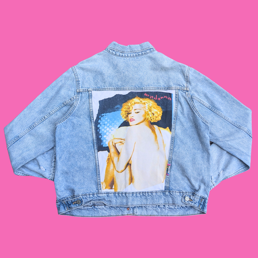 Madonna Upcycled T-Shirt Denim Jacket Size L