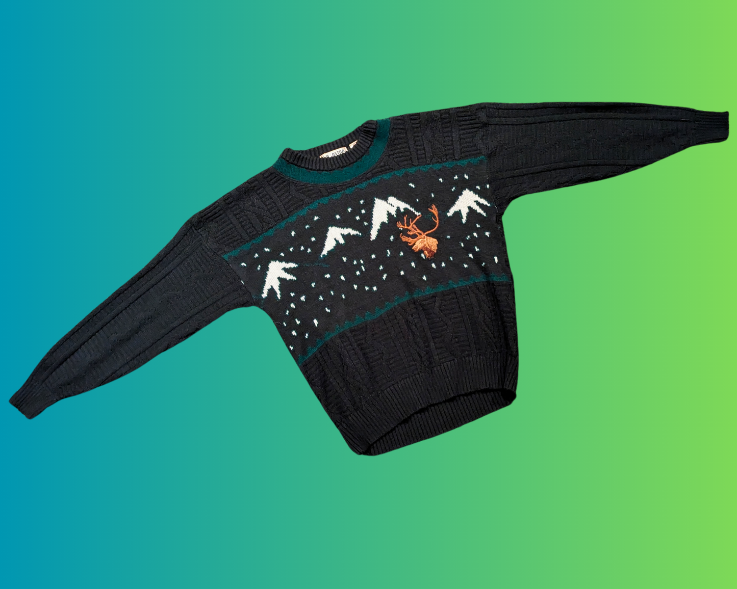 Vintage 1980's Moose Embroidery Knit Sweater Size XL