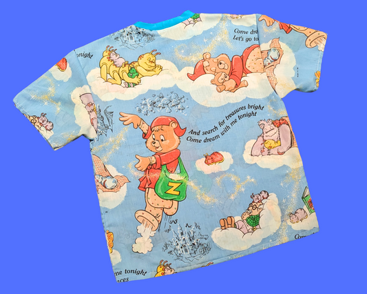 Handmade, Upcycled Teddy Ruxpin Bedsheet T-Shirt Oversized XS - Fits Like A Size M