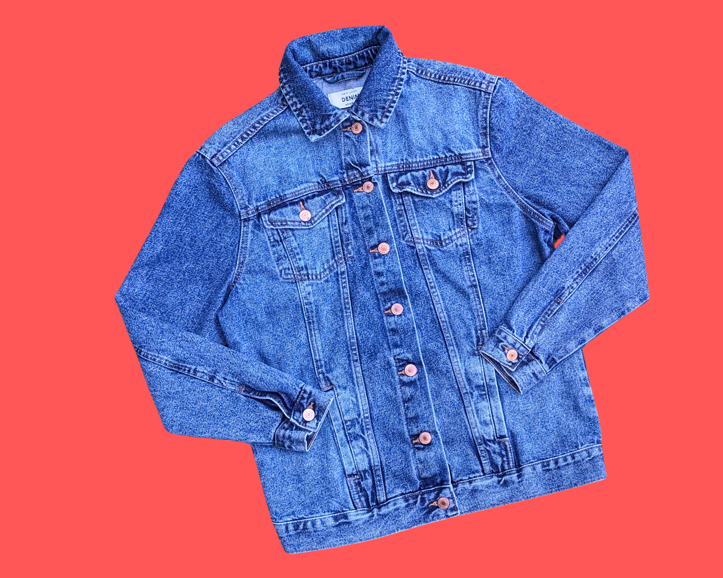 Veste en jean Playboy recyclée et faite à la main, taille US 4 (M)