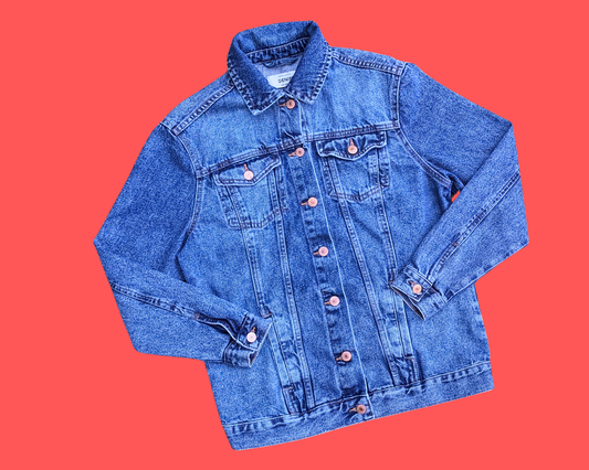 Veste en jean Playboy recyclée et faite à la main, taille US 4 (M)