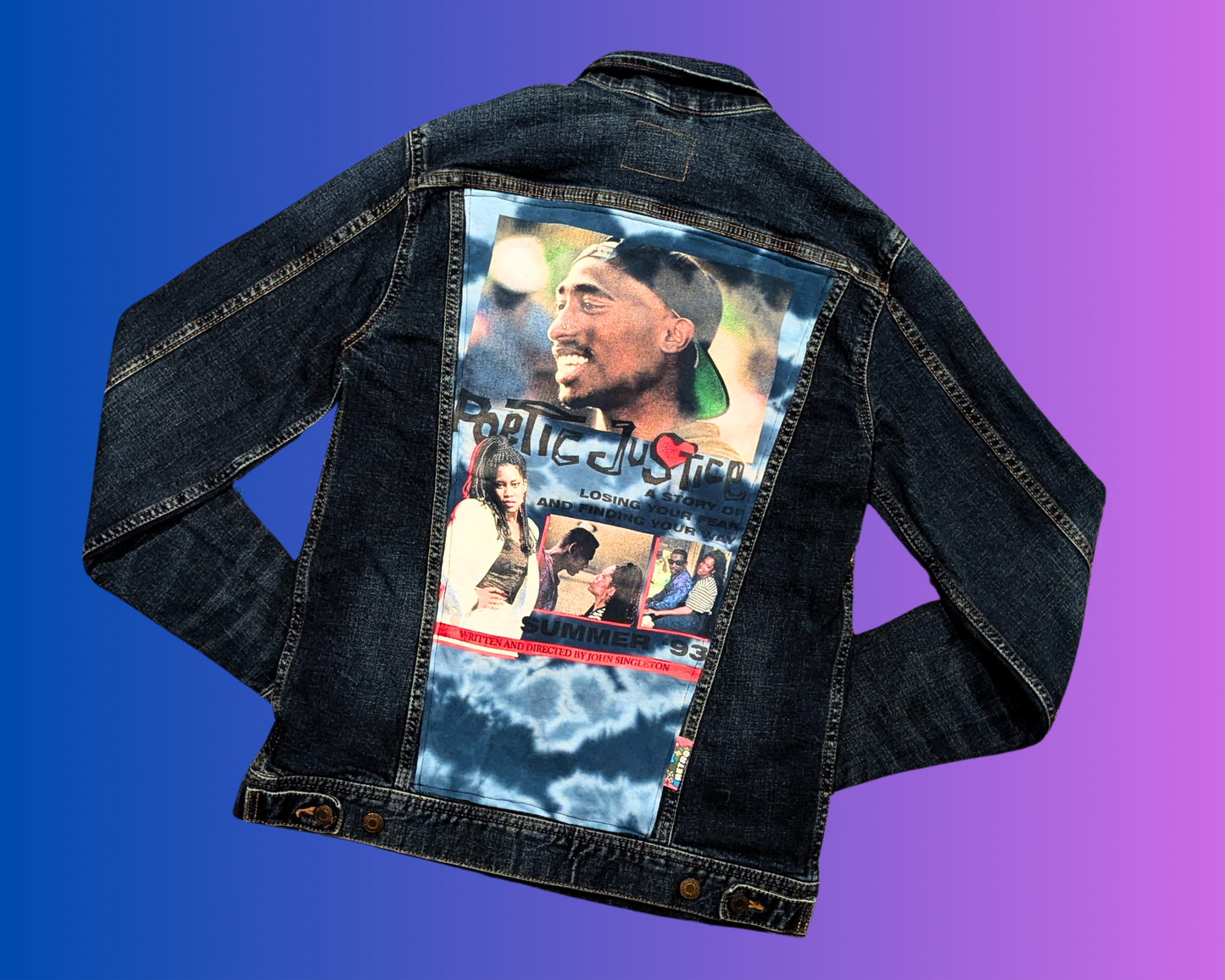 Veste en jean Poetic Justice faite main et recyclée, taille S